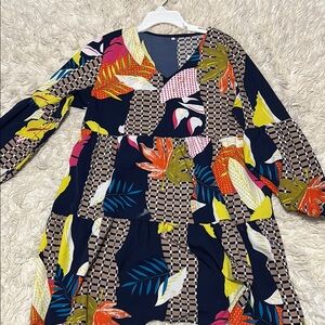 Colorful Patterned Long Sleeve Dress